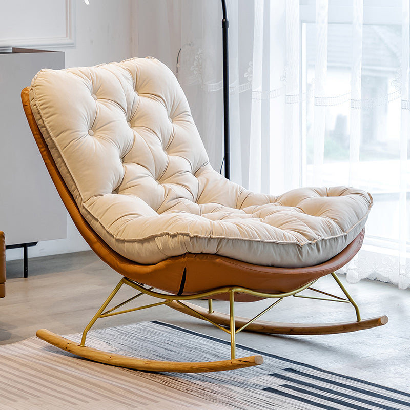 Light Luxury Modern Home Lazy Sofa Chair Lounge Leisure Chaise Rocking Chair Orange Clearhalo 'Chairs & Seating' 'furn' 'furn_rocking_chairs' 'Furniture' 'Living Room Furniture' 'Rocking Chairs' 'rocking_chairs' 7451428