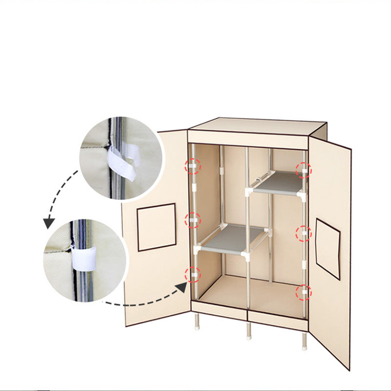 Metal and Fabric Wardrobe Industrial Style Minimalist Rectangular Bedroom Wardrobe Closet Clearhalo 'Armoires & Wardrobes' 'armoires_wardrobes' 'Bedroom Furniture' 'furn' 'furn_armoires_wardrobes' 'Furniture' 7451496