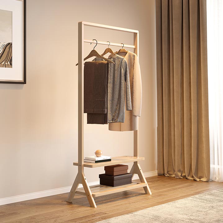 Moderno armadio in legno in legno in legno armadio con ripiani