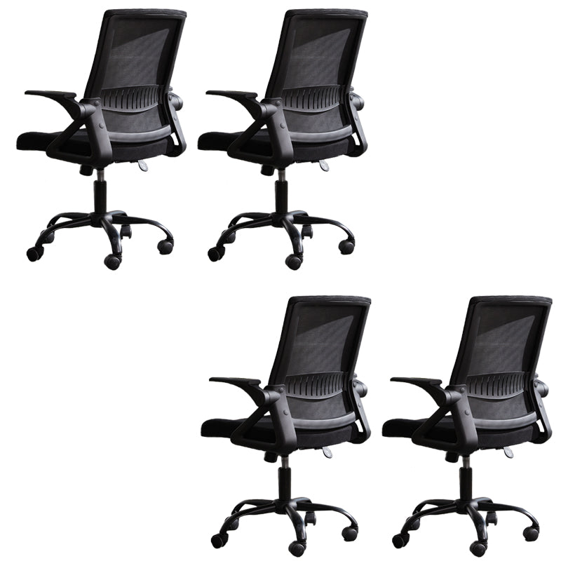 Modern Office Chair Tilt Mechanism No Distressing Ergonomic Chair with Wheels Black 4 Piece Set Clearhalo 'furn' 'furn_office_chair' 'Furniture' 'Office Chairs' 'Office Furniture' 'office_chair' 7453054