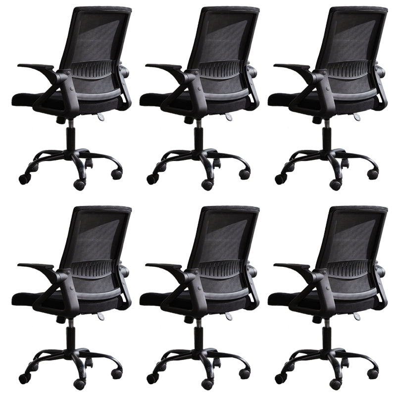 Modern Office Chair Tilt Mechanism No Distressing Ergonomic Chair with Wheels Black 6 Piece Set Clearhalo 'furn' 'furn_office_chair' 'Furniture' 'Office Chairs' 'Office Furniture' 'office_chair' 7453056