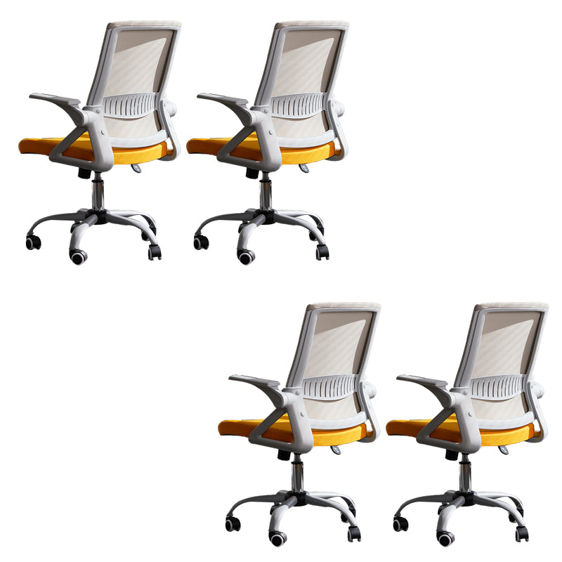 Modern Office Chair Tilt Mechanism No Distressing Ergonomic Chair with Wheels Gray-Yellow 4 Piece Set Clearhalo 'furn' 'furn_office_chair' 'Furniture' 'Office Chairs' 'Office Furniture' 'office_chair' 7453061