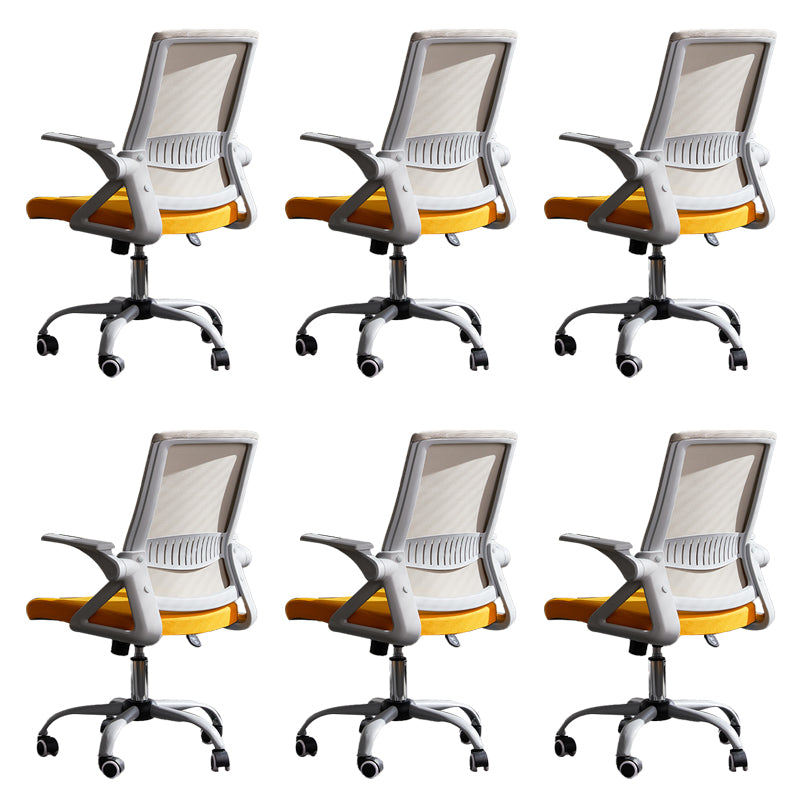 Modern Office Chair Tilt Mechanism No Distressing Ergonomic Chair with Wheels Gray-Yellow 6 Piece Set Clearhalo 'furn' 'furn_office_chair' 'Furniture' 'Office Chairs' 'Office Furniture' 'office_chair' 7453062