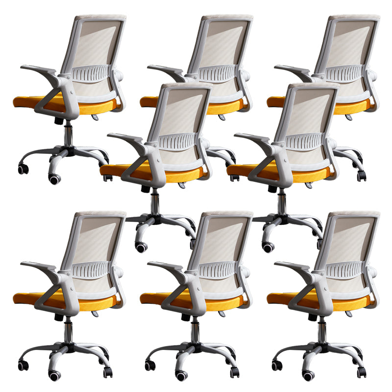 Modern Office Chair Tilt Mechanism No Distressing Ergonomic Chair with Wheels Gray-Yellow 8 Piece Set Clearhalo 'furn' 'furn_office_chair' 'Furniture' 'Office Chairs' 'Office Furniture' 'office_chair' 7453063
