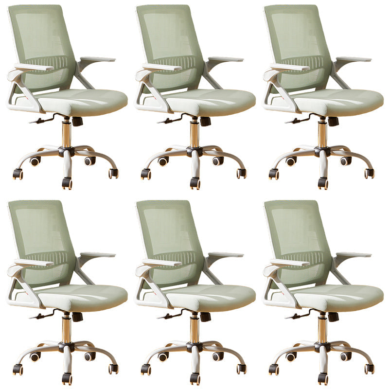 Modern Office Chair Tilt Mechanism No Distressing Ergonomic Chair with Wheels Green 6 Piece Set Clearhalo 'furn' 'furn_office_chair' 'Furniture' 'Office Chairs' 'Office Furniture' 'office_chair' 7453072