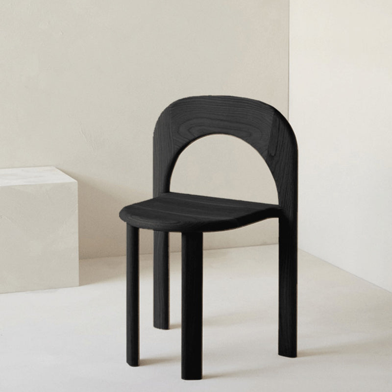 Binnenstapelbare eetkamerstoel vast houten eik massief hout open achterkant eet zijkant stoel