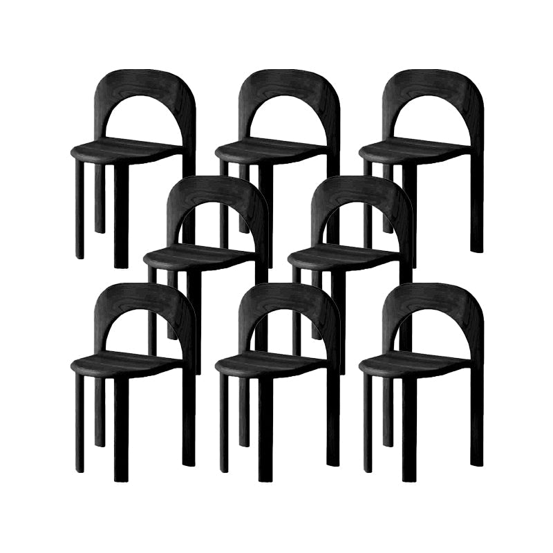 Binnenstapelbare eetkamerstoel vast houten eik massief hout open achterkant eet zijkant stoel