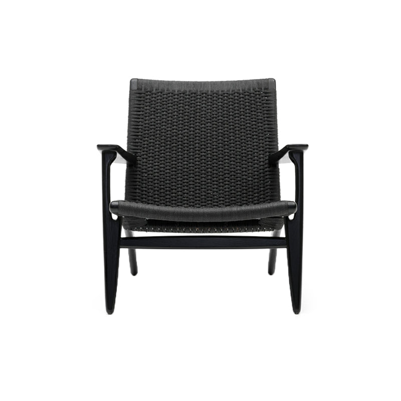 Solid Wood Frame Dining Arm Chair Indoor Arm Chair in Black and Natural