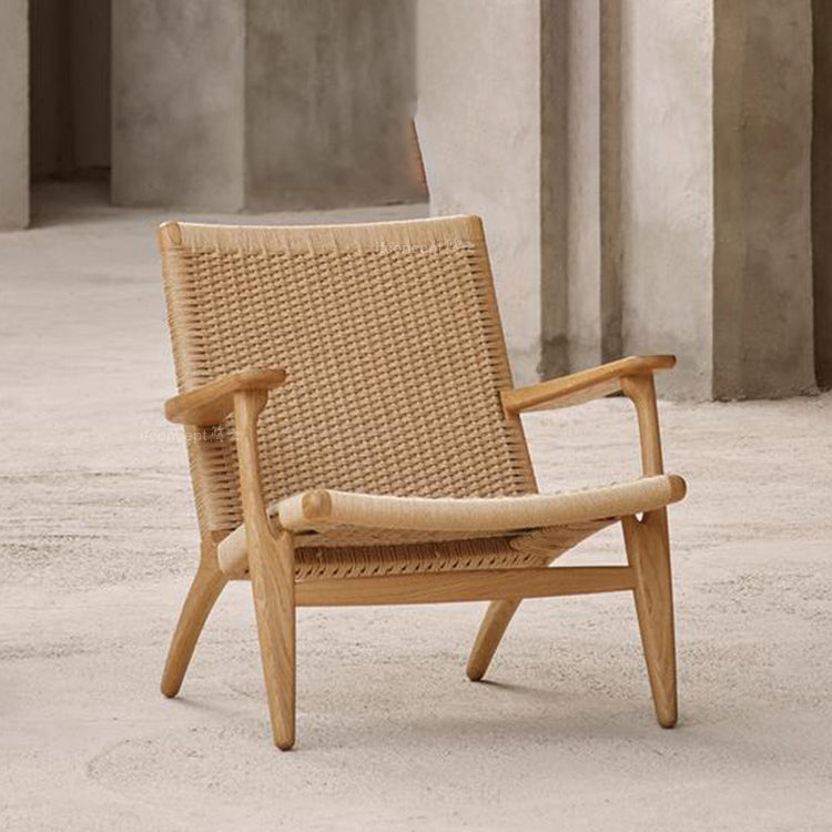 Solid Wood Frame Dining Arm Chair Indoor Arm Chair in Black and Natural