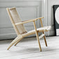 Solid Wood Frame Dining Arm Chair Indoor Arm Chair in Black and Natural