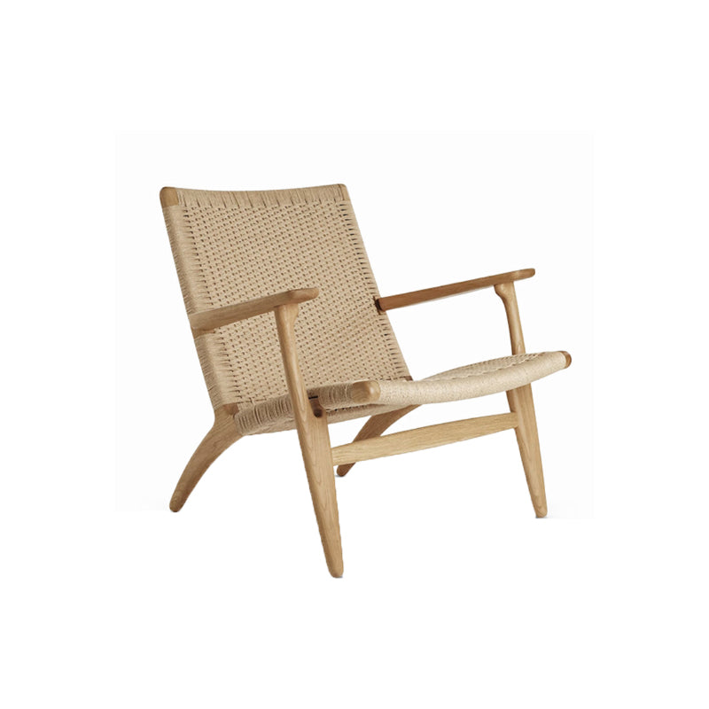 Solid Wood Frame Dining Arm Chair Indoor Arm Chair in Black and Natural