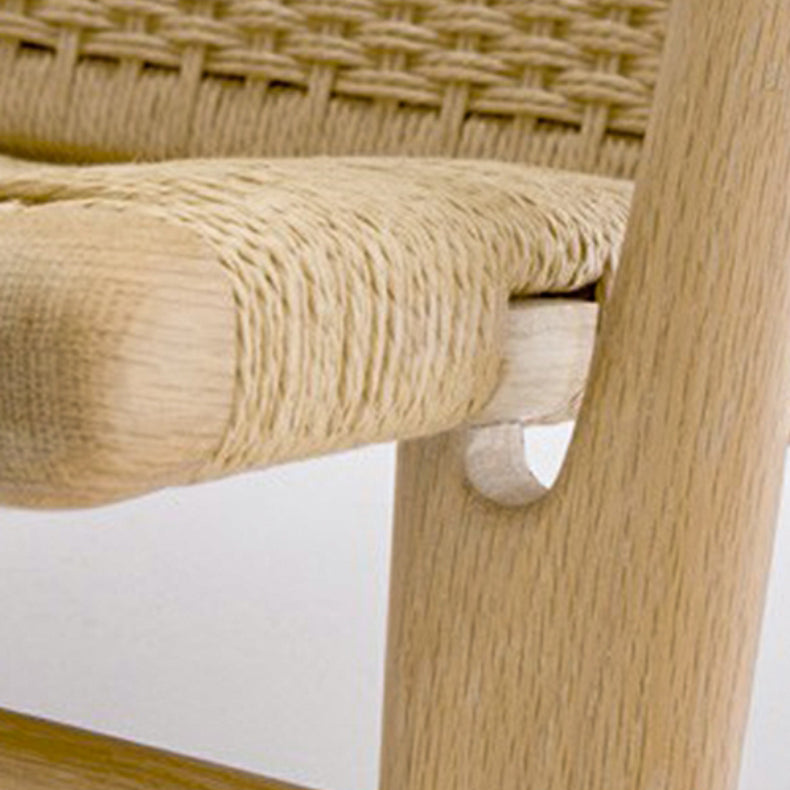 Solid Wood Frame Dining Arm Chair Indoor Arm Chair in Black and Natural