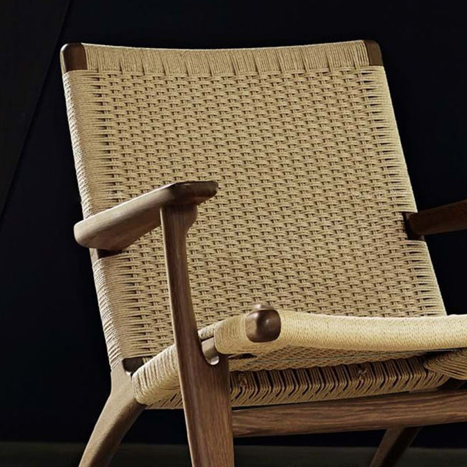 Solid Wood Frame Dining Arm Chair Indoor Arm Chair in Black and Natural