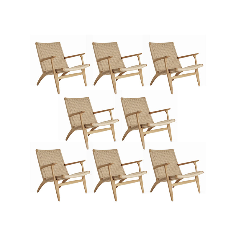 Solid Wood Frame Dining Arm Chair Indoor Arm Chair in Black and Natural