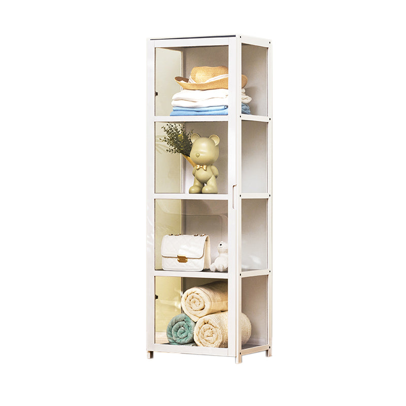 Modern Wood Accent Cabinet, Rectangle Lacquered Storage Cabinet, White 17"L x 13"W x 51"H Clearhalo 'Cabinets & Chests' 'cabinets_chests' 'furn' 'furn_cabinets_chests' 'Furniture' 'Living Room Furniture' 7453661