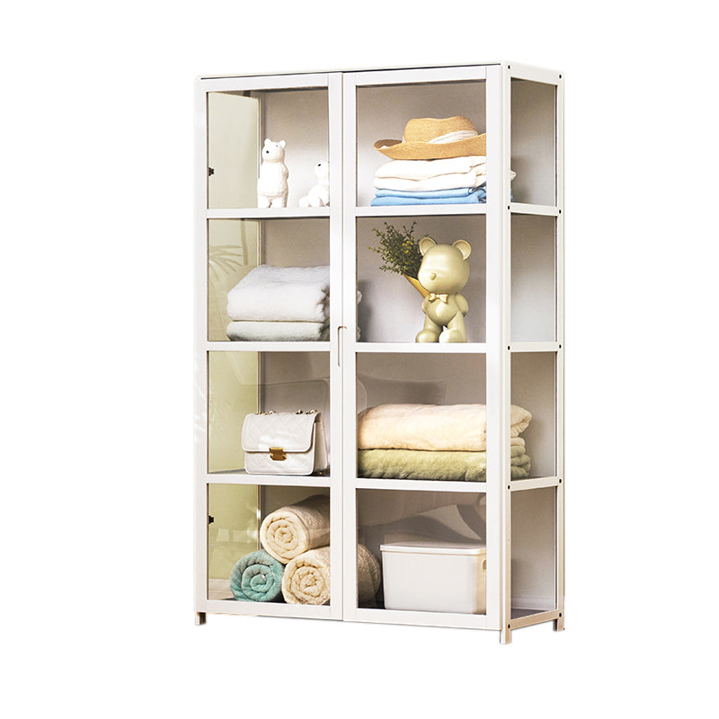 Modern Wood Accent Cabinet, Rectangle Lacquered Storage Cabinet, White 32"L x 13"W x 51"H Clearhalo 'Cabinets & Chests' 'cabinets_chests' 'furn' 'furn_cabinets_chests' 'Furniture' 'Living Room Furniture' 7453664