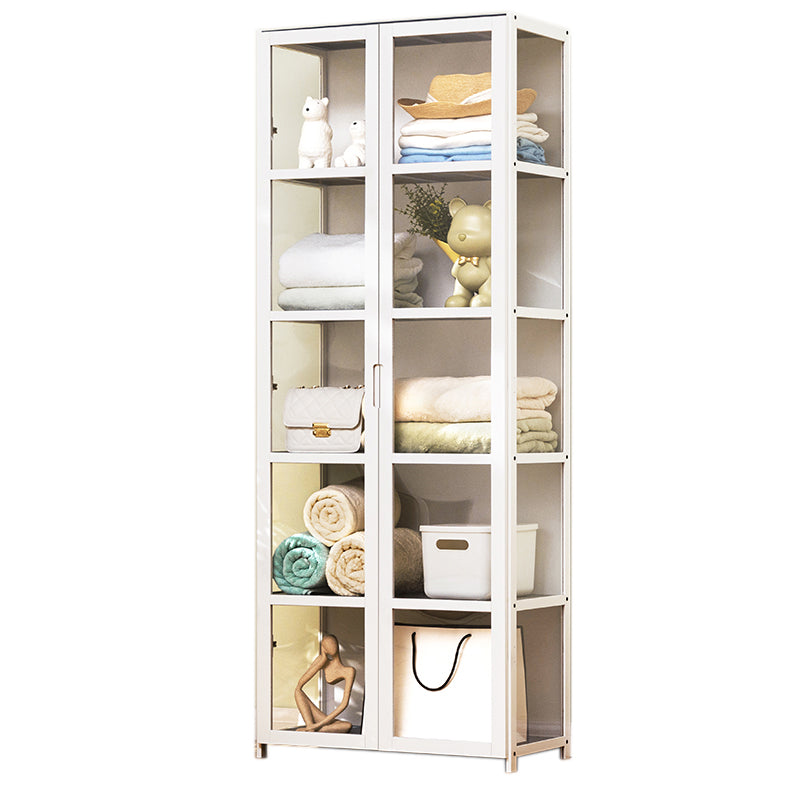 Modern Wood Accent Cabinet, Rectangle Lacquered Storage Cabinet, White 24"L x 13"W x 63"H Clearhalo 'Cabinets & Chests' 'cabinets_chests' 'furn' 'furn_cabinets_chests' 'Furniture' 'Living Room Furniture' 7453668