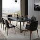 Collection de salle à manger en pierre de table de salle à manger rectangulaire moderne avec base à tréteaux