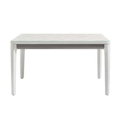 Contemporary Dining Table for Home White Dinette Table with Wooden Frame