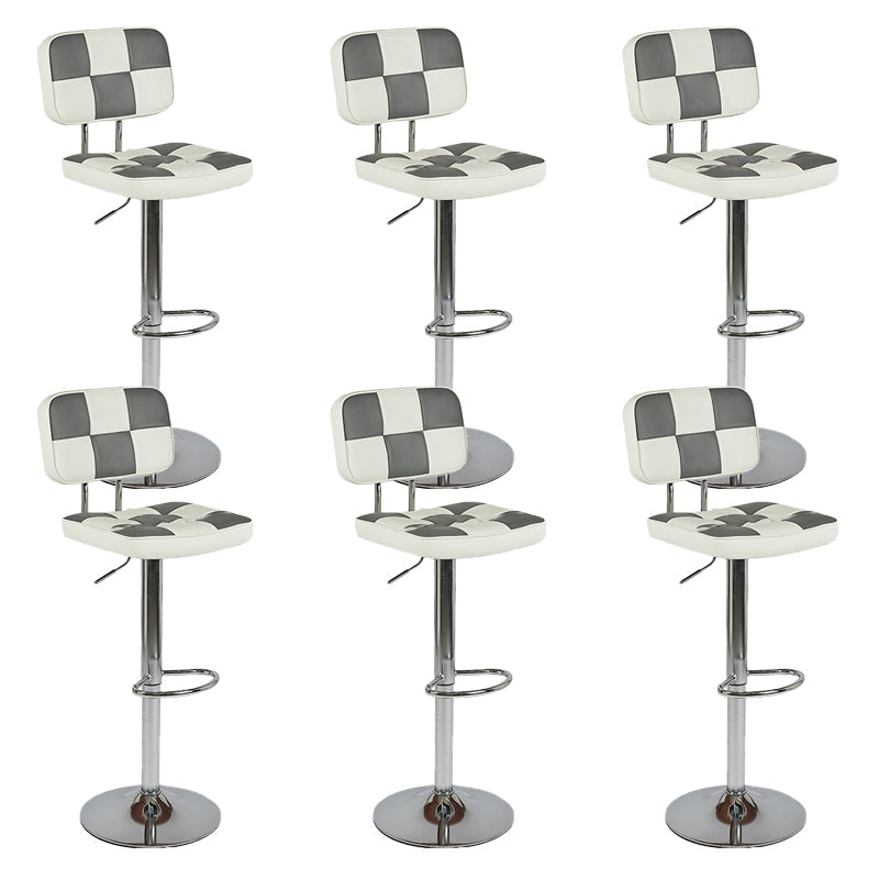 Modern Style Counter Stool Pu Leather Adjustable Height Bar Stool Grey 6 Piece Set Clearhalo 'Bar Furniture' 'Bar Stools' 'bar_stools' 'furn' 'furn_bar_stools' 'Furniture' 'Kitchen & Dining Furniture' 7454099