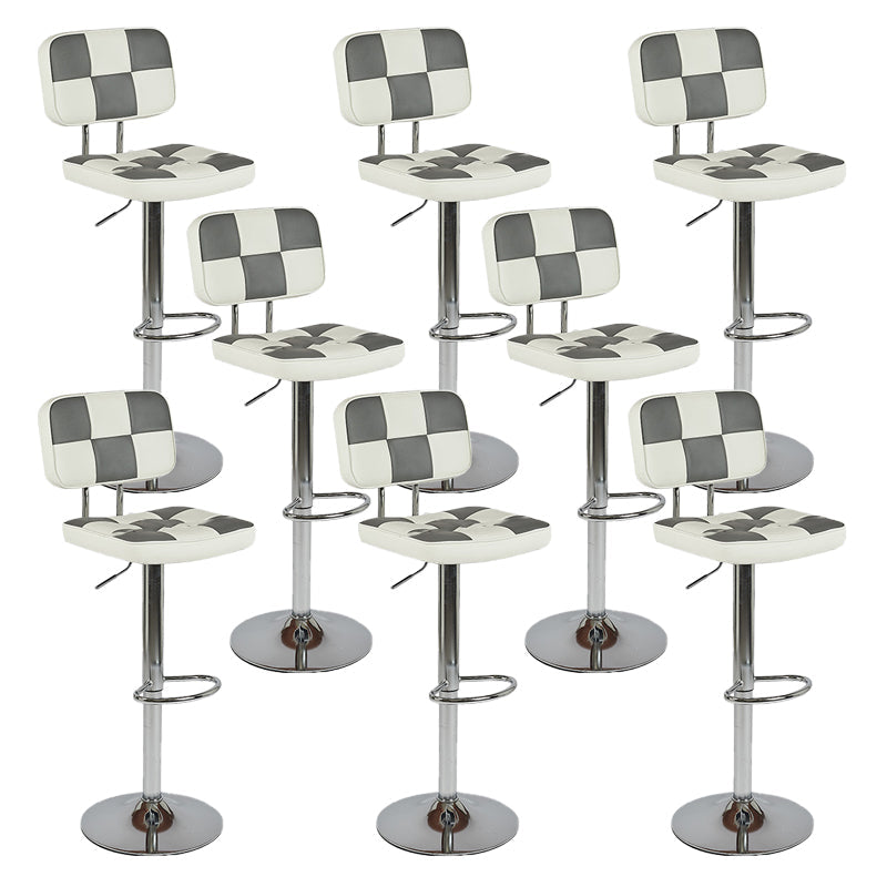 Modern Style Counter Stool Pu Leather Adjustable Height Bar Stool Grey 8 Piece Set Clearhalo 'Bar Furniture' 'Bar Stools' 'bar_stools' 'furn' 'furn_bar_stools' 'Furniture' 'Kitchen & Dining Furniture' 7454100