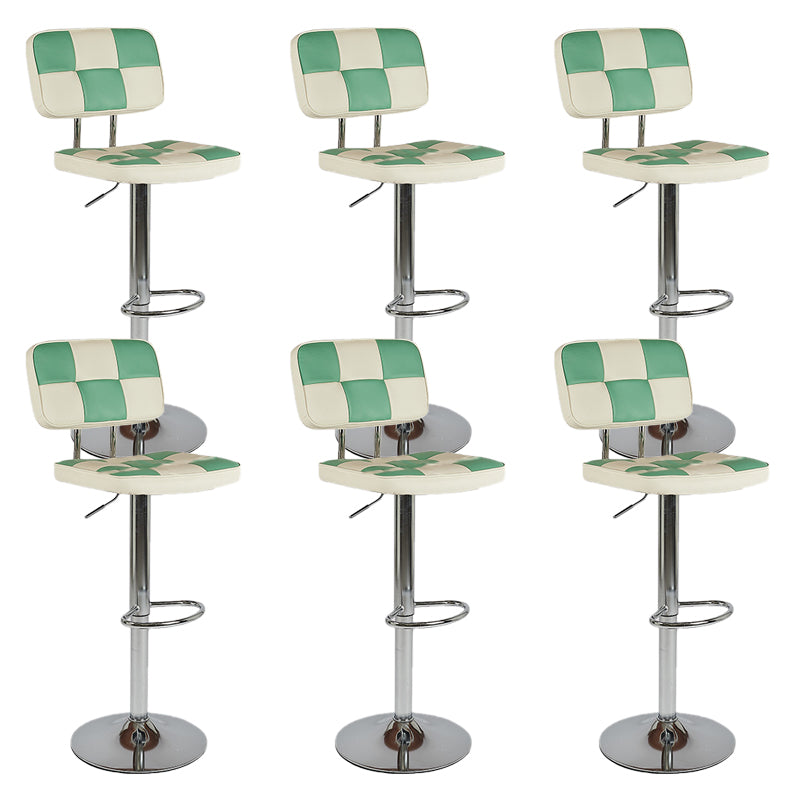Modern Style Counter Stool Pu Leather Adjustable Height Bar Stool Green 6 Piece Set Clearhalo 'Bar Furniture' 'Bar Stools' 'bar_stools' 'furn' 'furn_bar_stools' 'Furniture' 'Kitchen & Dining Furniture' 7454106