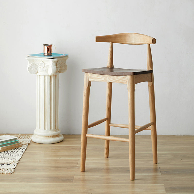 Modern Armless Backrest Counter Stool Wood Cafe Bar Stool with Wooden Seat Clearhalo 'Bar Furniture' 'Bar Stools' 'bar_stools' 'furn' 'furn_bar_stools' 'Furniture' 'Kitchen & Dining Furniture' 7454114
