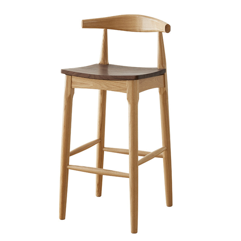 Modern Armless Backrest Counter Stool Wood Cafe Bar Stool with Wooden Seat Brown 1 Piece Clearhalo 'Bar Furniture' 'Bar Stools' 'bar_stools' 'furn' 'furn_bar_stools' 'Furniture' 'Kitchen & Dining Furniture' 7454115