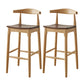 Modern Armless Backrest Counter Stool Wood Cafe Bar Stool with Wooden Seat Brown 2 Piece Set Clearhalo 'Bar Furniture' 'Bar Stools' 'bar_stools' 'furn' 'furn_bar_stools' 'Furniture' 'Kitchen & Dining Furniture' 7454116