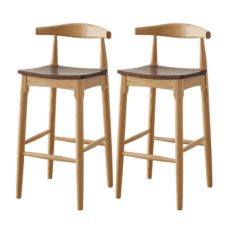 Modern Armless Backrest Counter Stool Wood Cafe Bar Stool with Wooden Seat Brown 2 Piece Set Clearhalo 'Bar Furniture' 'Bar Stools' 'bar_stools' 'furn' 'furn_bar_stools' 'Furniture' 'Kitchen & Dining Furniture' 7454116