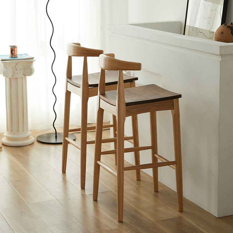 Modern Armless Backrest Counter Stool Wood Cafe Bar Stool with Wooden Seat Clearhalo 'Bar Furniture' 'Bar Stools' 'bar_stools' 'furn' 'furn_bar_stools' 'Furniture' 'Kitchen & Dining Furniture' 7454117