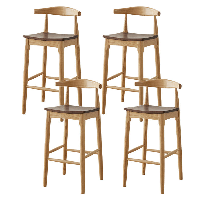 Modern Armless Backrest Counter Stool Wood Cafe Bar Stool with Wooden Seat Brown 4 Piece Set Clearhalo 'Bar Furniture' 'Bar Stools' 'bar_stools' 'furn' 'furn_bar_stools' 'Furniture' 'Kitchen & Dining Furniture' 7454118