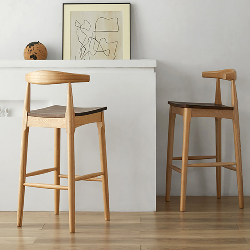 Modern Armless Backrest Counter Stool Wood Cafe Bar Stool with Wooden Seat Clearhalo 'Bar Furniture' 'Bar Stools' 'bar_stools' 'furn' 'furn_bar_stools' 'Furniture' 'Kitchen & Dining Furniture' 7454119
