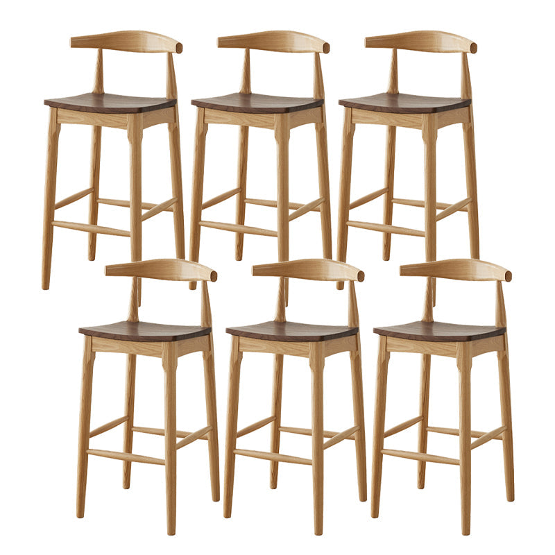 Modern Armless Backrest Counter Stool Wood Cafe Bar Stool with Wooden Seat Brown 6 Piece Set Clearhalo 'Bar Furniture' 'Bar Stools' 'bar_stools' 'furn' 'furn_bar_stools' 'Furniture' 'Kitchen & Dining Furniture' 7454121