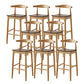 Modern Armless Backrest Counter Stool Wood Cafe Bar Stool with Wooden Seat Brown 8 Piece Set Clearhalo 'Bar Furniture' 'Bar Stools' 'bar_stools' 'furn' 'furn_bar_stools' 'Furniture' 'Kitchen & Dining Furniture' 7454122
