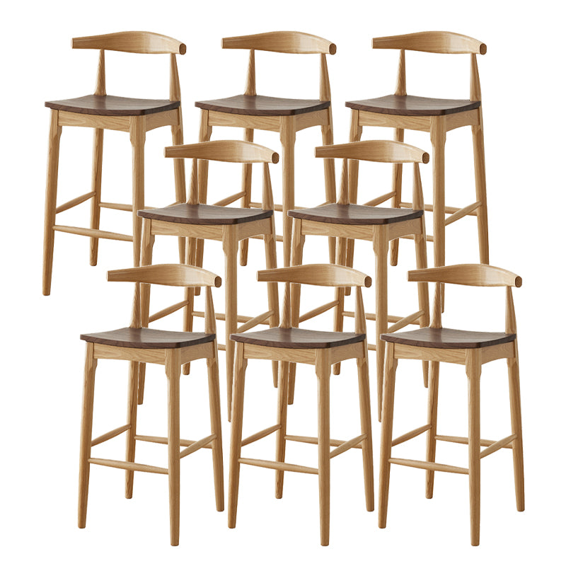 Modern Armless Backrest Counter Stool Wood Cafe Bar Stool with Wooden Seat Brown 8 Piece Set Clearhalo 'Bar Furniture' 'Bar Stools' 'bar_stools' 'furn' 'furn_bar_stools' 'Furniture' 'Kitchen & Dining Furniture' 7454122