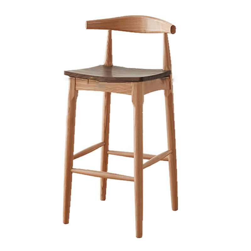 Modern Armless Backrest Counter Stool Wood Cafe Bar Stool with Wooden Seat Light Brown 1 Piece Clearhalo 'Bar Furniture' 'Bar Stools' 'bar_stools' 'furn' 'furn_bar_stools' 'Furniture' 'Kitchen & Dining Furniture' 7454124