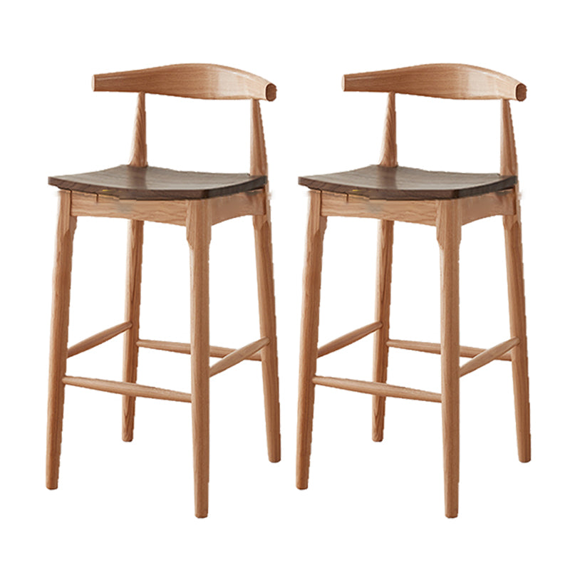 Modern Armless Backrest Counter Stool Wood Cafe Bar Stool with Wooden Seat Light Brown 2 Piece Set Clearhalo 'Bar Furniture' 'Bar Stools' 'bar_stools' 'furn' 'furn_bar_stools' 'Furniture' 'Kitchen & Dining Furniture' 7454126