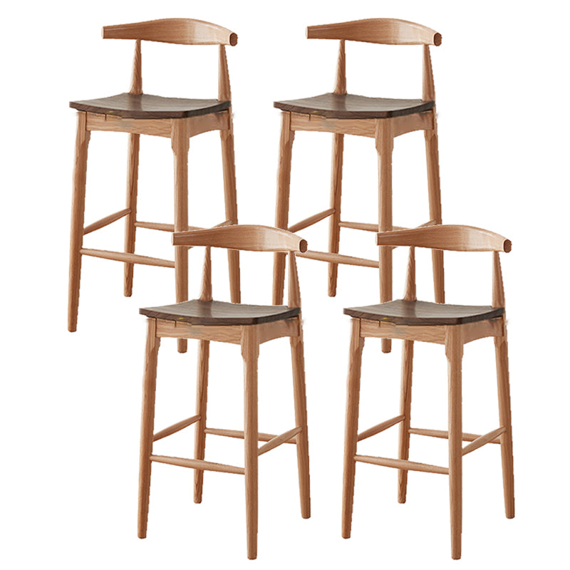 Modern Armless Backrest Counter Stool Wood Cafe Bar Stool with Wooden Seat Light Brown 4 Piece Set Clearhalo 'Bar Furniture' 'Bar Stools' 'bar_stools' 'furn' 'furn_bar_stools' 'Furniture' 'Kitchen & Dining Furniture' 7454128