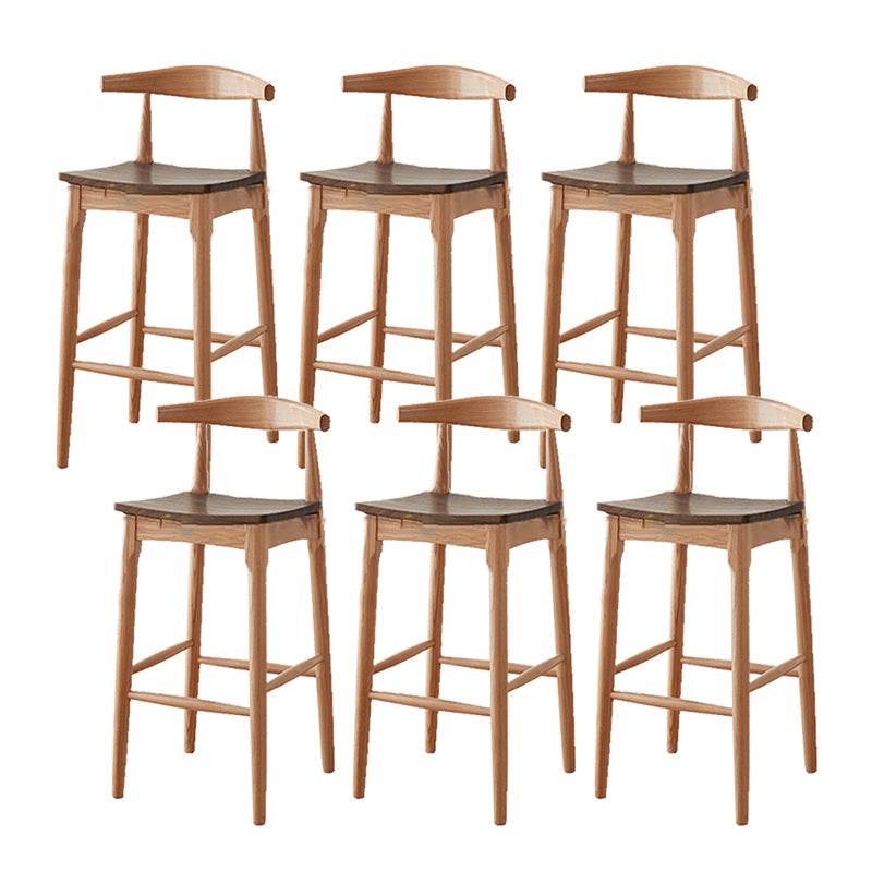 Modern Armless Backrest Counter Stool Wood Cafe Bar Stool with Wooden Seat Light Brown 6 Piece Set Clearhalo 'Bar Furniture' 'Bar Stools' 'bar_stools' 'furn' 'furn_bar_stools' 'Furniture' 'Kitchen & Dining Furniture' 7454129