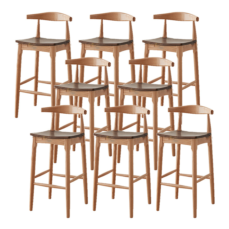 Modern Armless Backrest Counter Stool Wood Cafe Bar Stool with Wooden Seat Light Brown 8 Piece Set Clearhalo 'Bar Furniture' 'Bar Stools' 'bar_stools' 'furn' 'furn_bar_stools' 'Furniture' 'Kitchen & Dining Furniture' 7454130