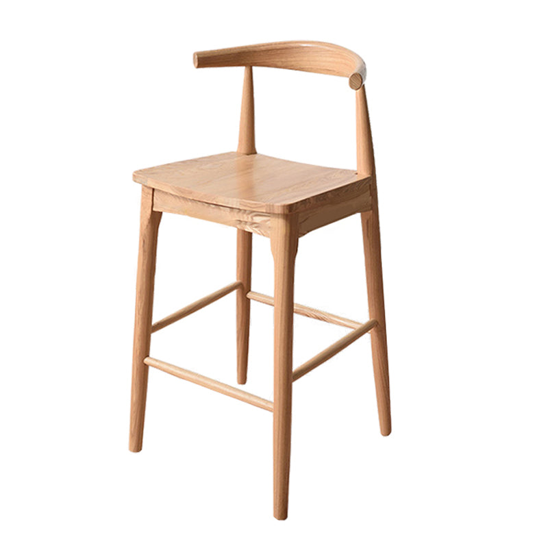 Modern Armless Backrest Counter Stool Wood Cafe Bar Stool with Wooden Seat Natural 1 Piece Clearhalo 'Bar Furniture' 'Bar Stools' 'bar_stools' 'furn' 'furn_bar_stools' 'Furniture' 'Kitchen & Dining Furniture' 7454131