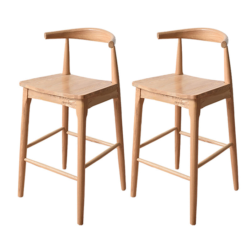 Modern Armless Backrest Counter Stool Wood Cafe Bar Stool with Wooden Seat Natural 2 Piece Set Clearhalo 'Bar Furniture' 'Bar Stools' 'bar_stools' 'furn' 'furn_bar_stools' 'Furniture' 'Kitchen & Dining Furniture' 7454132