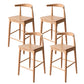 Modern Armless Backrest Counter Stool Wood Cafe Bar Stool with Wooden Seat Natural 4 Piece Set Clearhalo 'Bar Furniture' 'Bar Stools' 'bar_stools' 'furn' 'furn_bar_stools' 'Furniture' 'Kitchen & Dining Furniture' 7454133
