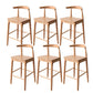 Modern Armless Backrest Counter Stool Wood Cafe Bar Stool with Wooden Seat Natural 6 Piece Set Clearhalo 'Bar Furniture' 'Bar Stools' 'bar_stools' 'furn' 'furn_bar_stools' 'Furniture' 'Kitchen & Dining Furniture' 7454134