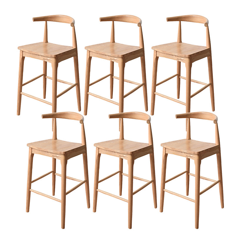 Modern Armless Backrest Counter Stool Wood Cafe Bar Stool with Wooden Seat Natural 6 Piece Set Clearhalo 'Bar Furniture' 'Bar Stools' 'bar_stools' 'furn' 'furn_bar_stools' 'Furniture' 'Kitchen & Dining Furniture' 7454134