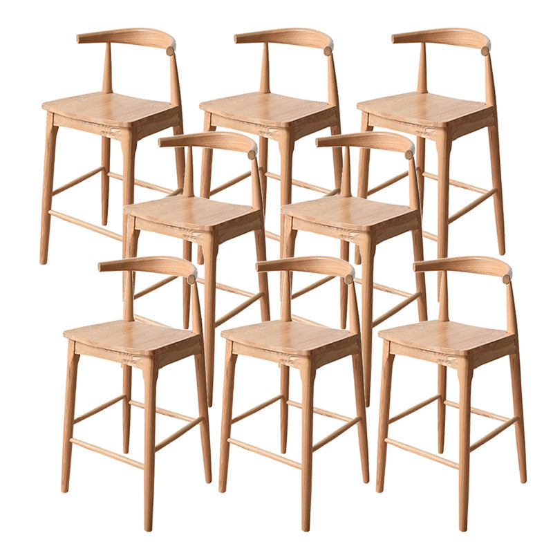 Modern Armless Backrest Counter Stool Wood Cafe Bar Stool with Wooden Seat Natural 8 Piece Set Clearhalo 'Bar Furniture' 'Bar Stools' 'bar_stools' 'furn' 'furn_bar_stools' 'Furniture' 'Kitchen & Dining Furniture' 7454135