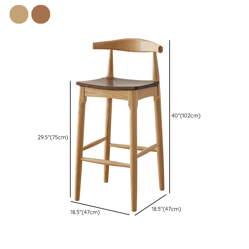 Modern Armless Backrest Counter Stool Wood Cafe Bar Stool with Wooden Seat Clearhalo 'Bar Furniture' 'Bar Stools' 'bar_stools' 'furn' 'furn_bar_stools' 'Furniture' 'Kitchen & Dining Furniture' 7454142