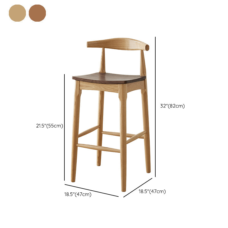 Modern Armless Backrest Counter Stool Wood Cafe Bar Stool with Wooden Seat Clearhalo 'Bar Furniture' 'Bar Stools' 'bar_stools' 'furn' 'furn_bar_stools' 'Furniture' 'Kitchen & Dining Furniture' 7454145
