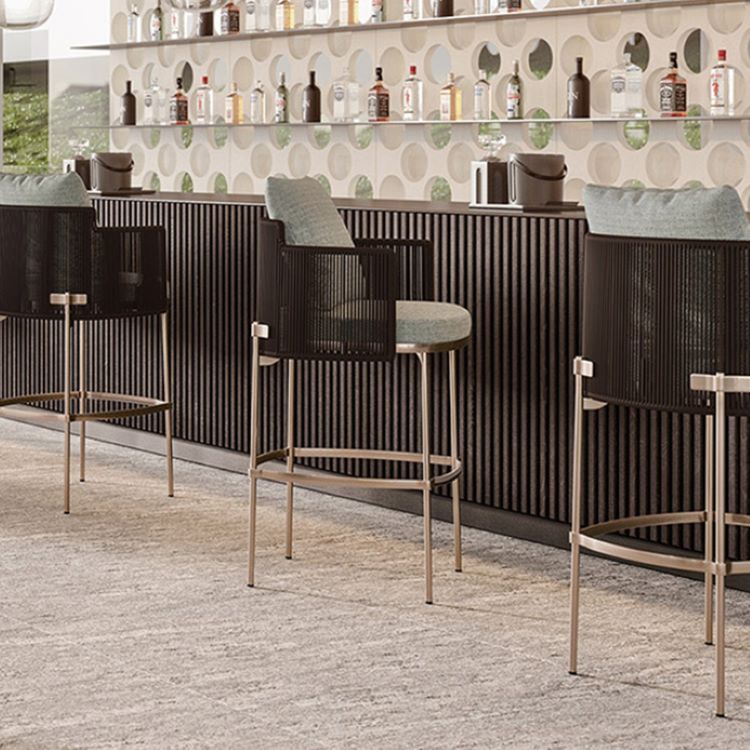 Indoor Living Room Bar Stool Upholstered Bar Stool with Footrest